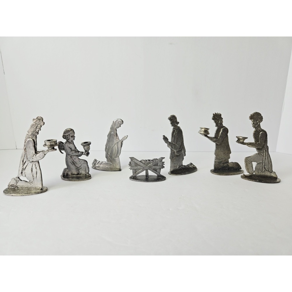 Metzke Pewter Holy family Nativity Christmas set angel wisemen